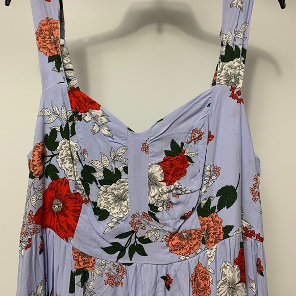 Torrid Sleeveless Light Blue Floral Challis Mini Dress Size 1 - Picture 6 of 10